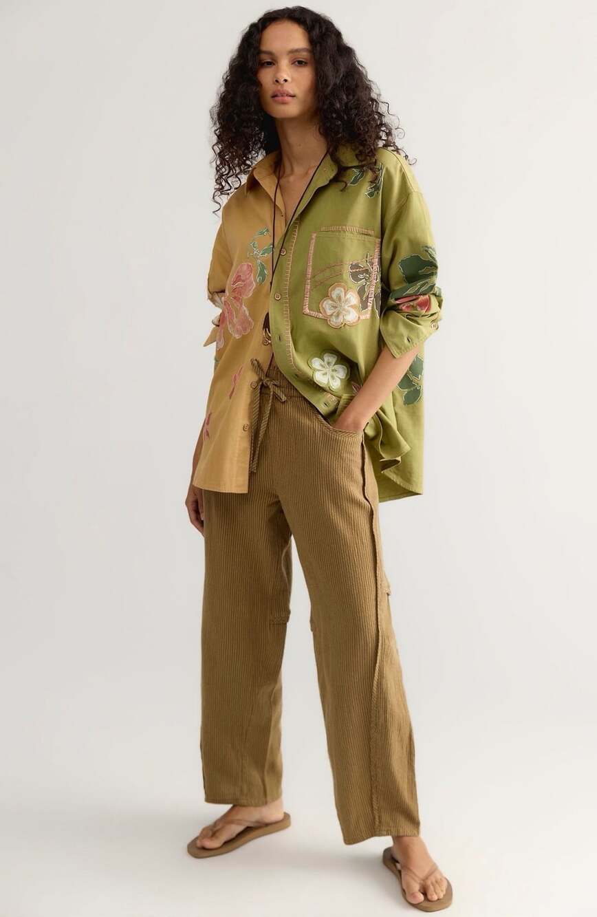 Free People We The Free Nosara Embroidered Button-Down Top Size Medium NWT